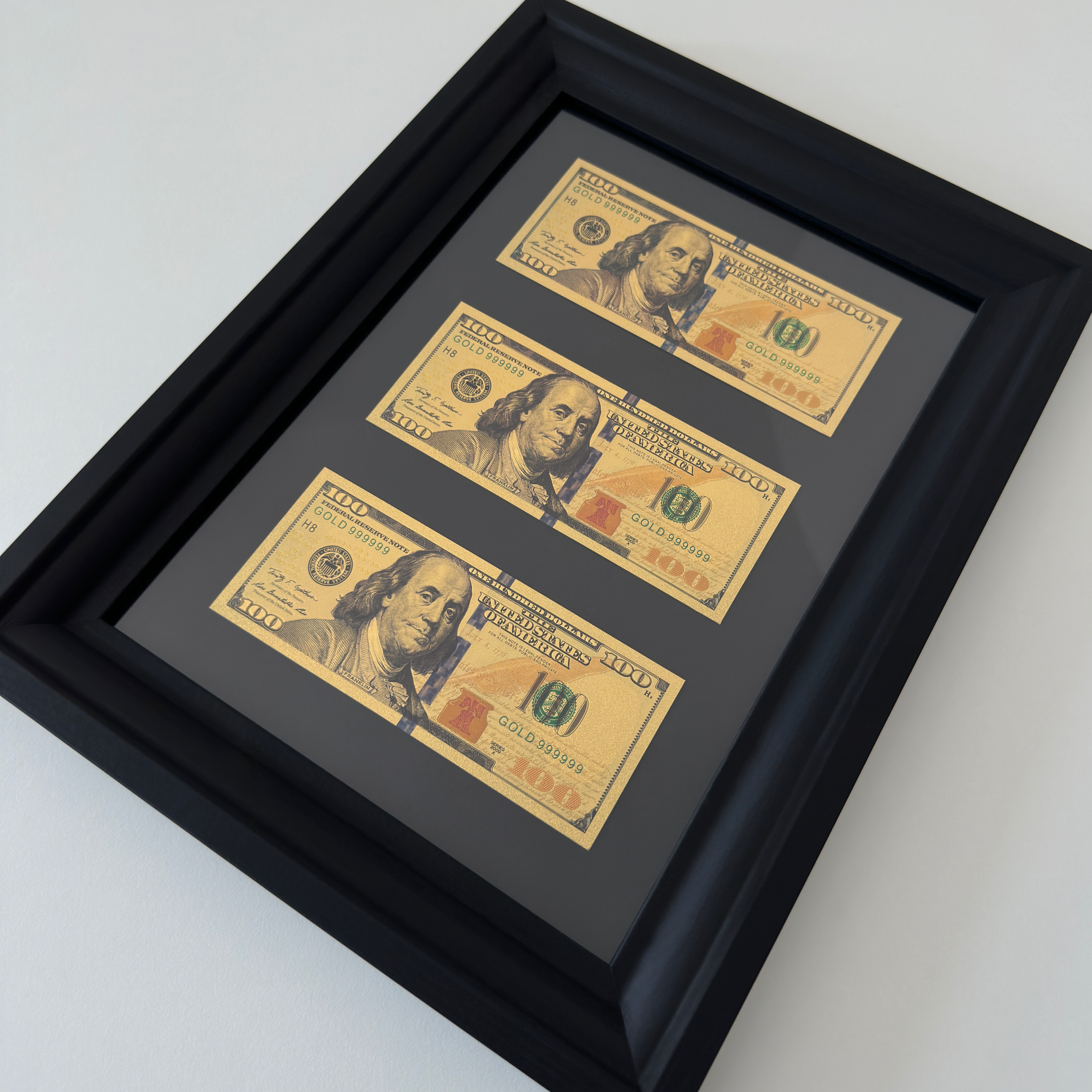 Maney Frame TRIPLE GOLDEN DOLLAR MONEY FRAME - Dollar Frame, Euro Frame – LUXART ...