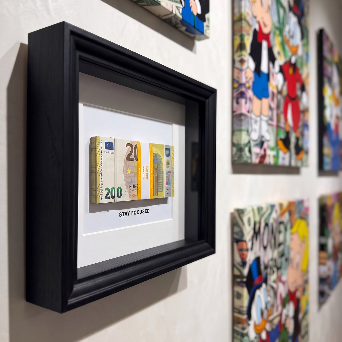 Stay Focused Euro Frame V2 with decorative euro banknotes in black luxury frame designer frame