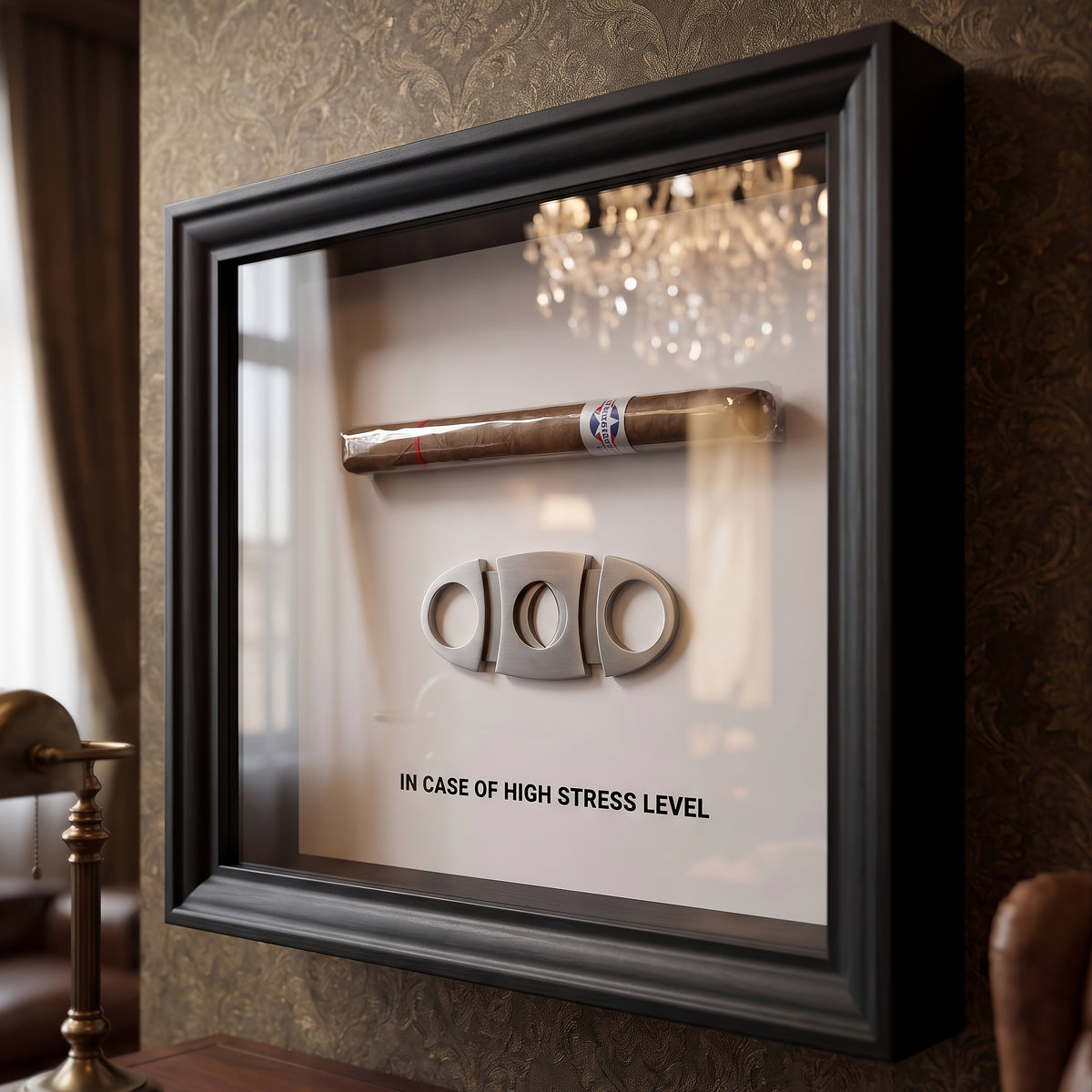 Luxury Cigar Frame with decorative cigar – front view designer frame