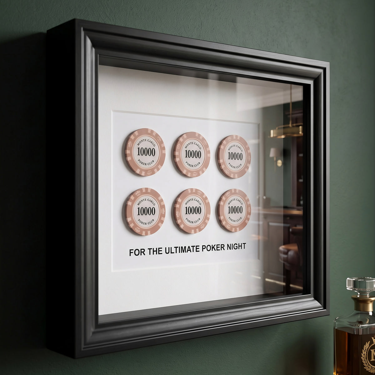 POKER NIGHT FRAME V1 black Poker Chip Frame with decorative poker chips designer frame
