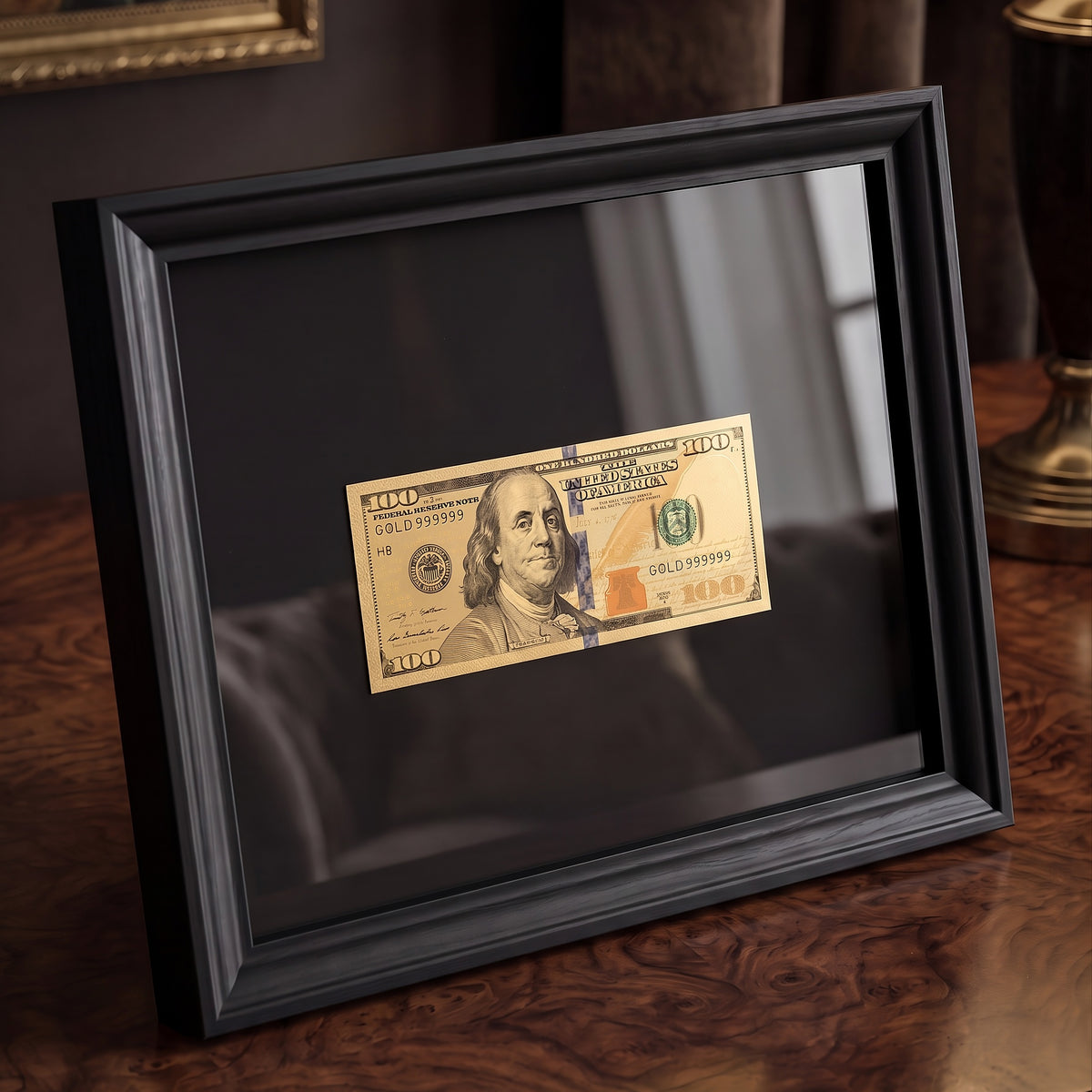 Golden Dollar Money Frame with decorative golden dollar bill by LUXART designer frame