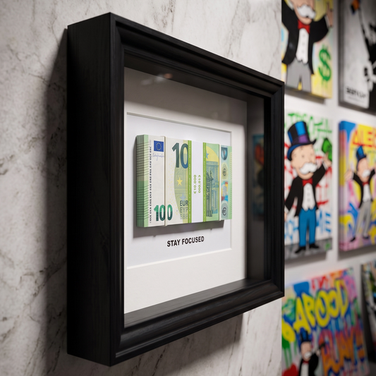 Stay Focused Euro Money Frame V1 with decorative euro banknotes by LUXART designer frame
